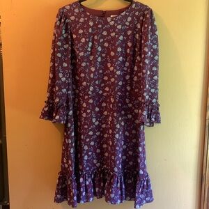 Eliza J Floral Jewel Neck A-Line Flounce Dress Size 14